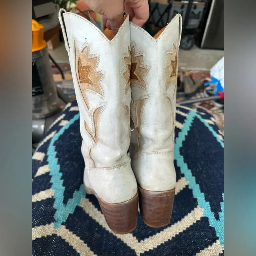 FRYE vintage Sabrina floral inlay cowboy Western boots size 8.5 - Picture 4 of 8